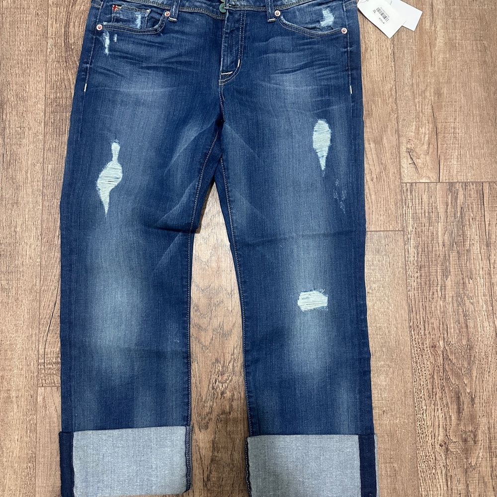 Hudson Jeans Distressed Indigo Cropped Denim